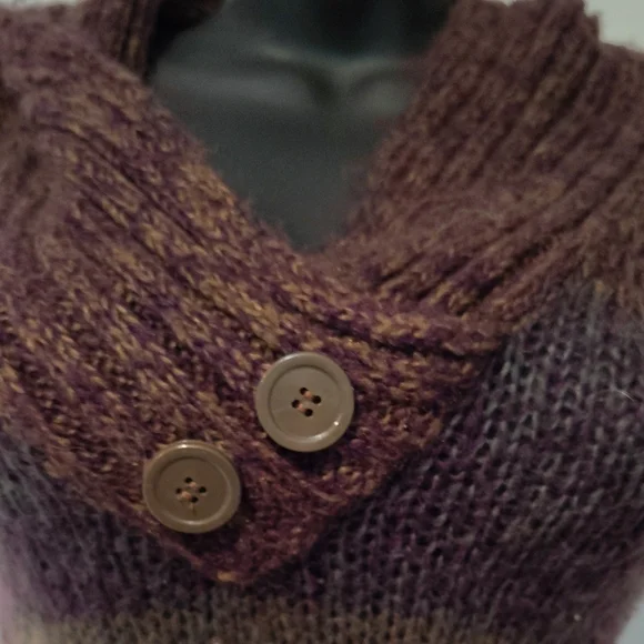 Derek Heart Brown and Purple Cowl Neck Sweater *Belt Not Included* - Picture 12 of 13